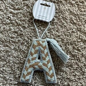 Light Blue and Tan Beaded Ornament